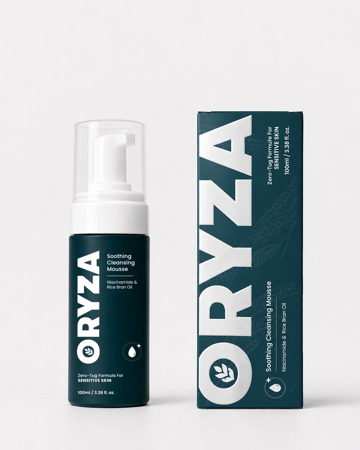 ORYZA 舒缓洁面慕斯 瓶身与外盒 100ml