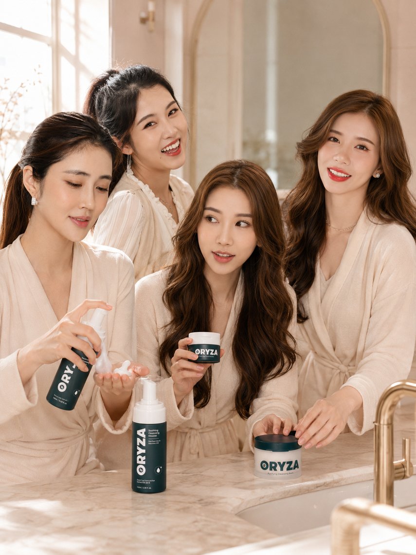 Friends enjoying a simple morning skincare routine together